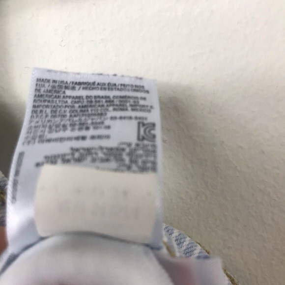 American Apparel High Waisted Striped Denim Jean Shorts Size 24 Light Blue Retro - Picture 8 of 15